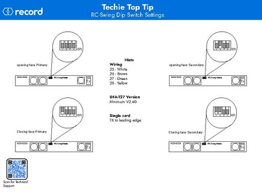 RC Swing Dip Switch Settings
