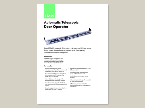 TSA 20 Telescopic Sliding Door