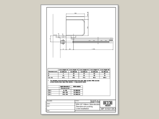 record DFA 127 108 mm Drive Height