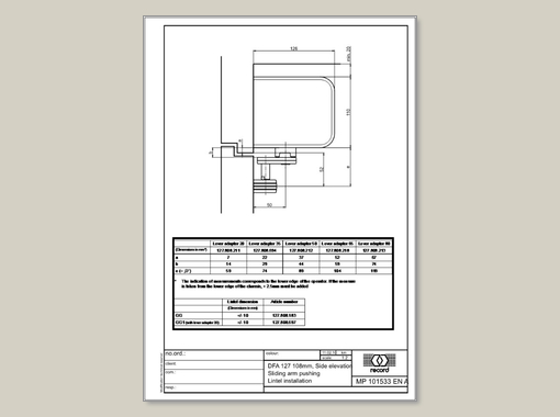 record DFA 127 108 mm Drive Height