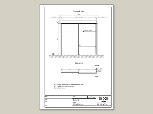 E-STA-L Elevation view with side screen